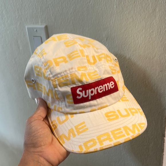 Supreme Yellow and Cream Logo Cap